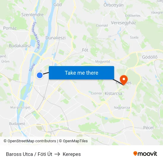 Baross Utca / Fóti Út to Kerepes map