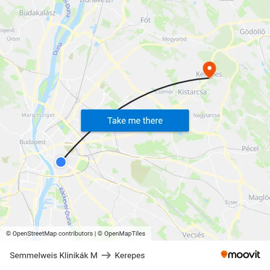 Semmelweis Klinikák M to Kerepes map