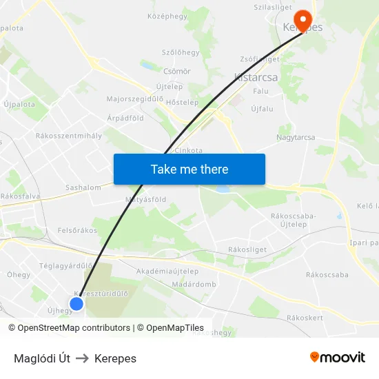 Maglódi Út to Kerepes map