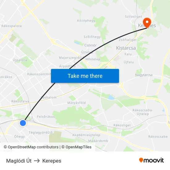 Maglódi Út to Kerepes map