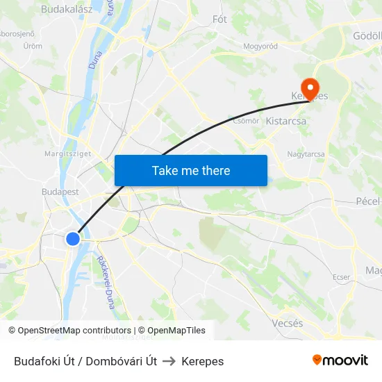 Budafoki Út / Dombóvári Út to Kerepes map