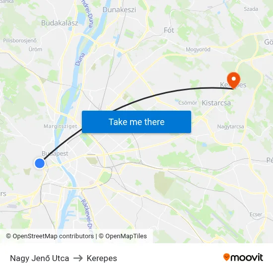 Nagy Jenő Utca to Kerepes map
