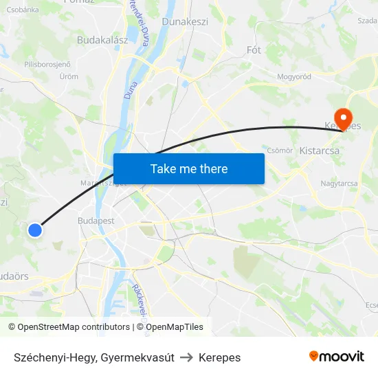 Széchenyi-Hegy, Gyermekvasút to Kerepes map