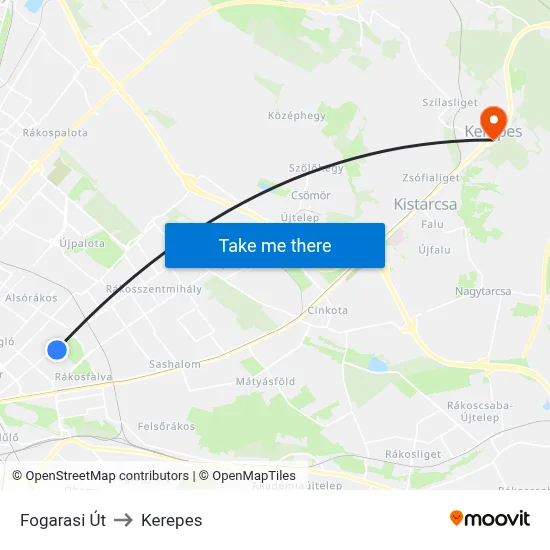 Fogarasi Út to Kerepes map