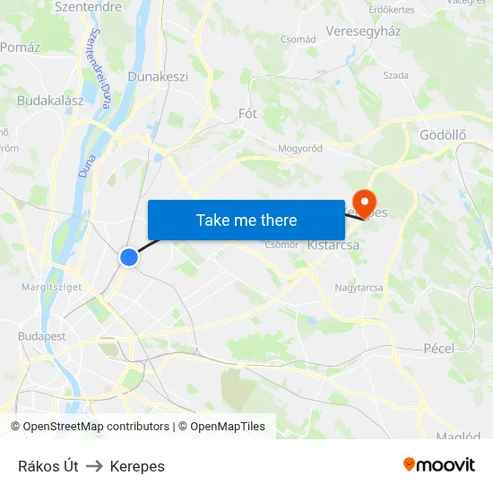 Rákos Út to Kerepes map