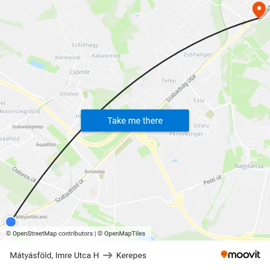 Mátyásföld, Imre Utca H to Kerepes map