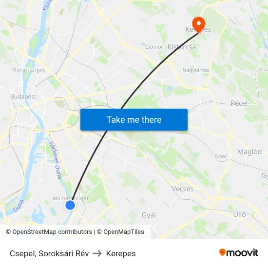 Csepel, Soroksári Rév to Kerepes map