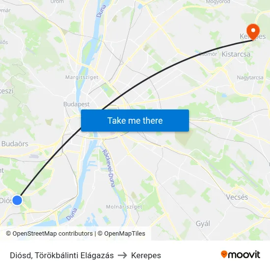 Diósd, Törökbálinti Elágazás to Kerepes map