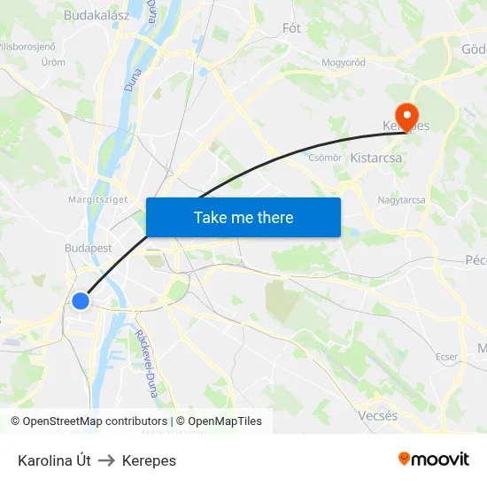 Karolina Út to Kerepes map