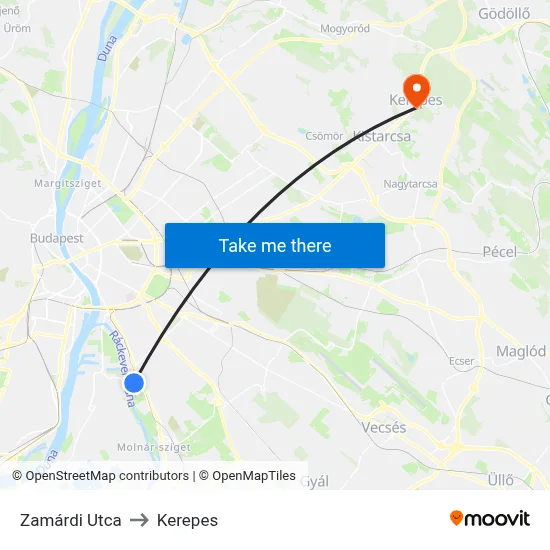 Zamárdi Utca to Kerepes map