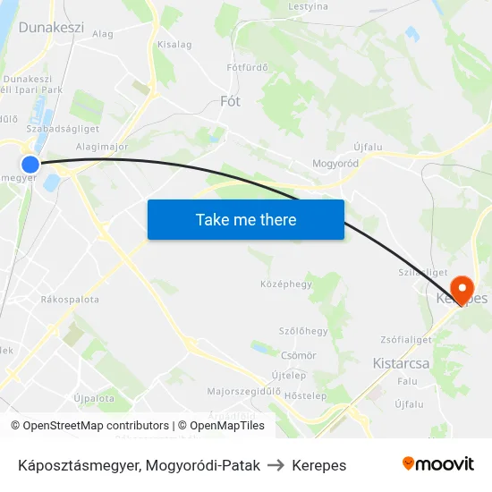 Káposztásmegyer, Mogyoródi-Patak to Kerepes map