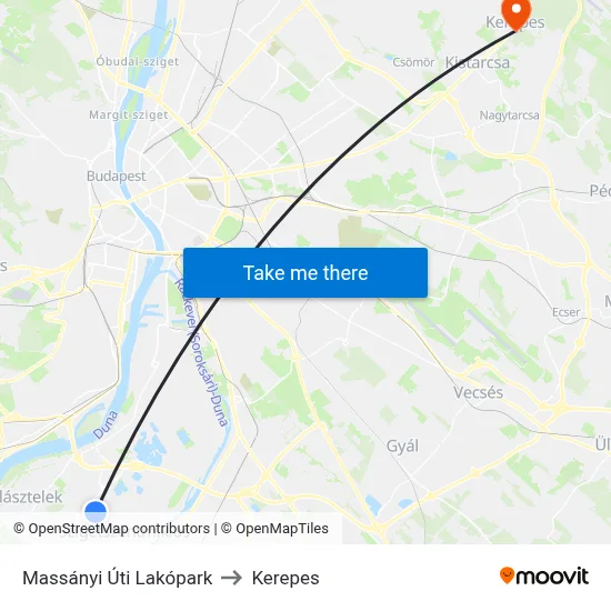 Massányi Úti Lakópark to Kerepes map