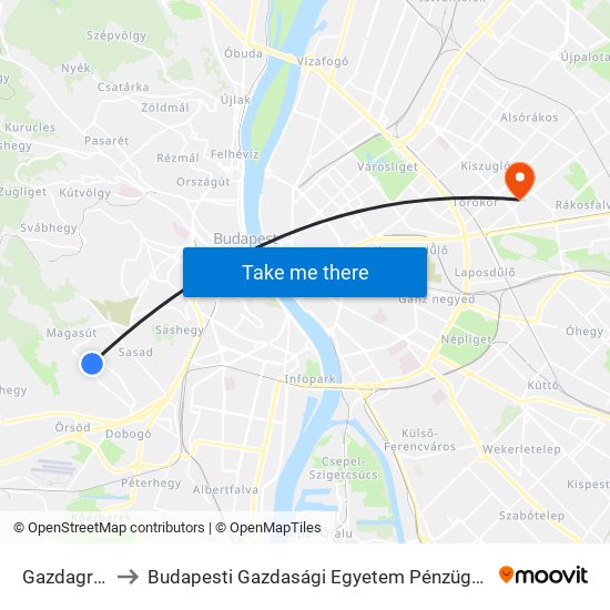 Gazdagréti Tér to Budapesti Gazdasági Egyetem Pénzügyi És Számviteli Kar map