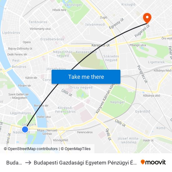 Budapart to Budapesti Gazdasági Egyetem Pénzügyi És Számviteli Kar map