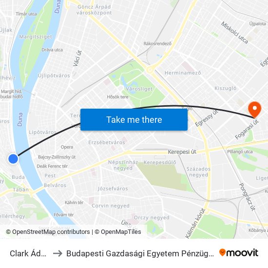 Clark Ádám Tér to Budapesti Gazdasági Egyetem Pénzügyi És Számviteli Kar map