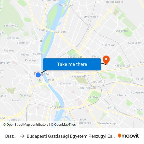 Dísz Tér to Budapesti Gazdasági Egyetem Pénzügyi És Számviteli Kar map