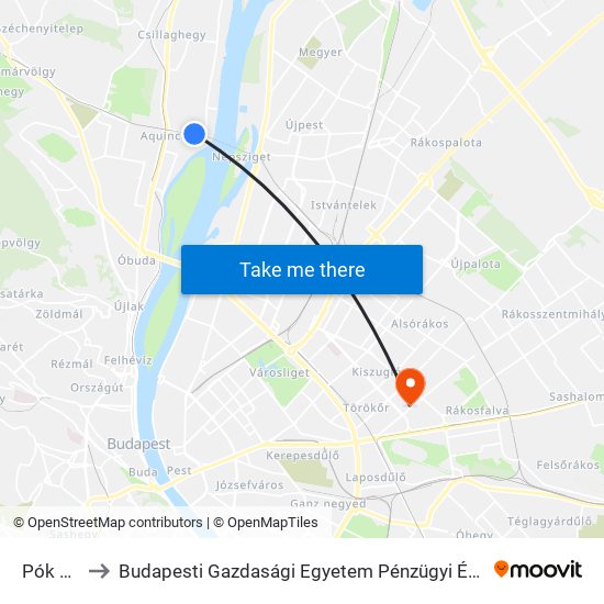 Pók Utca to Budapesti Gazdasági Egyetem Pénzügyi És Számviteli Kar map