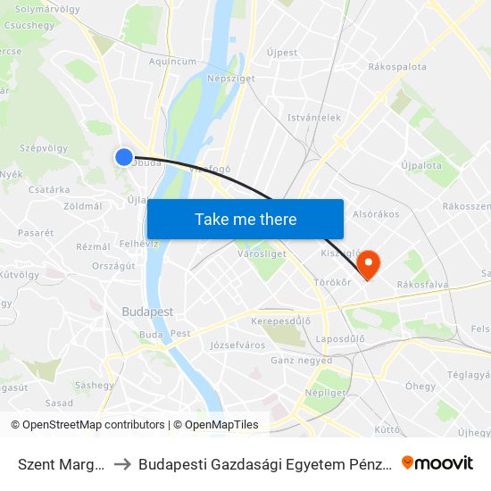 Szent Margit Kórház to Budapesti Gazdasági Egyetem Pénzügyi És Számviteli Kar map