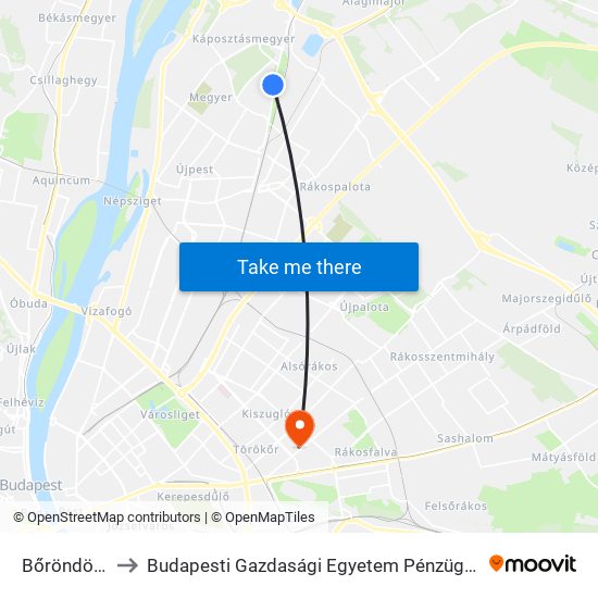 Bőröndös Utca to Budapesti Gazdasági Egyetem Pénzügyi És Számviteli Kar map