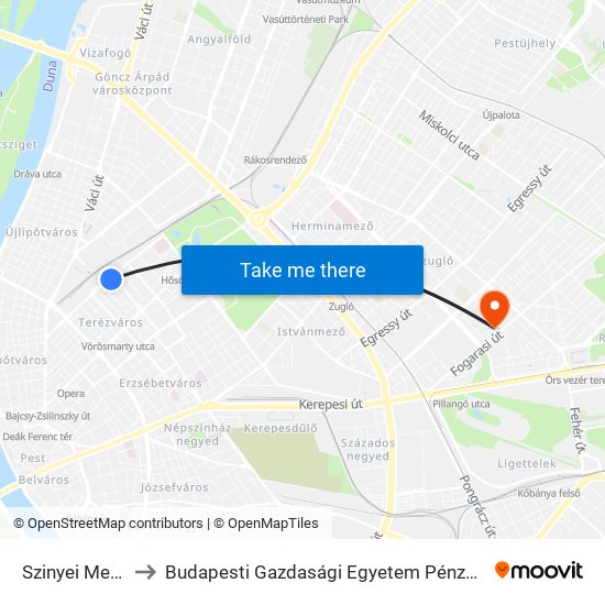 Szinyei Merse Utca to Budapesti Gazdasági Egyetem Pénzügyi És Számviteli Kar map
