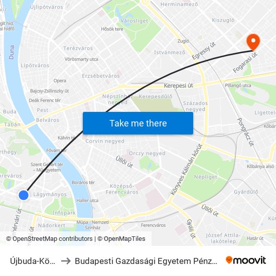 Újbuda-Központ M to Budapesti Gazdasági Egyetem Pénzügyi És Számviteli Kar map