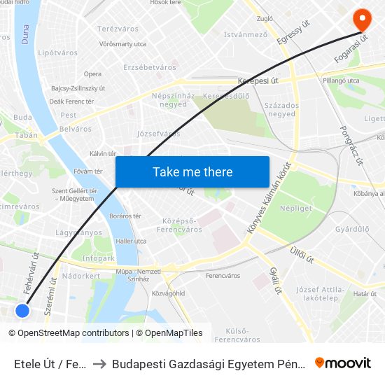 Etele Út / Fehérvári Út to Budapesti Gazdasági Egyetem Pénzügyi És Számviteli Kar map