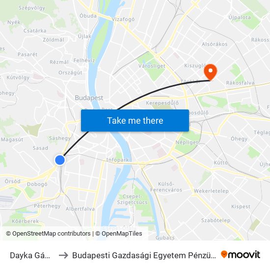 Dayka Gábor Utca to Budapesti Gazdasági Egyetem Pénzügyi És Számviteli Kar map