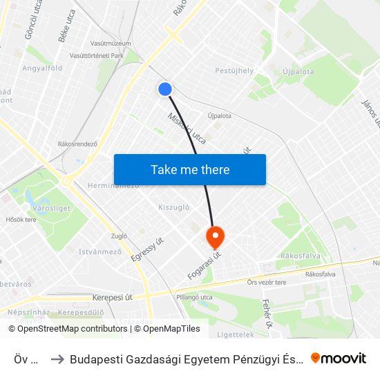 Öv Utca to Budapesti Gazdasági Egyetem Pénzügyi És Számviteli Kar map