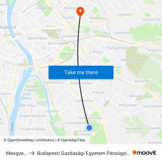 Mesgye Utca to Budapesti Gazdasági Egyetem Pénzügyi És Számviteli Kar map