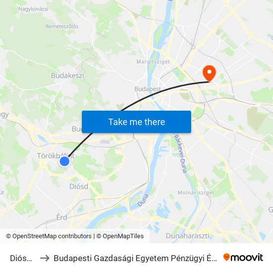 Diósdi Út to Budapesti Gazdasági Egyetem Pénzügyi És Számviteli Kar map