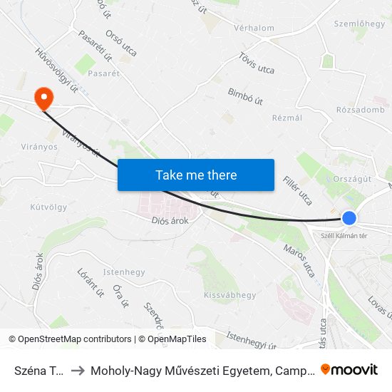 Széna Tér to Moholy-Nagy Művészeti Egyetem, Campus map