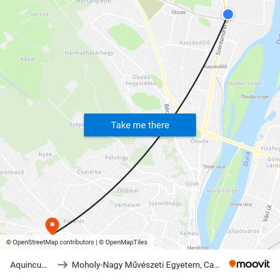 Aquincum H to Moholy-Nagy Művészeti Egyetem, Campus map