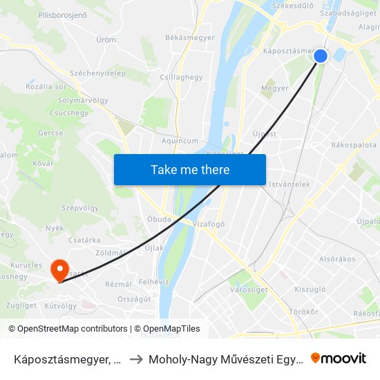 Káposztásmegyer, Megyeri Út to Moholy-Nagy Művészeti Egyetem, Campus map