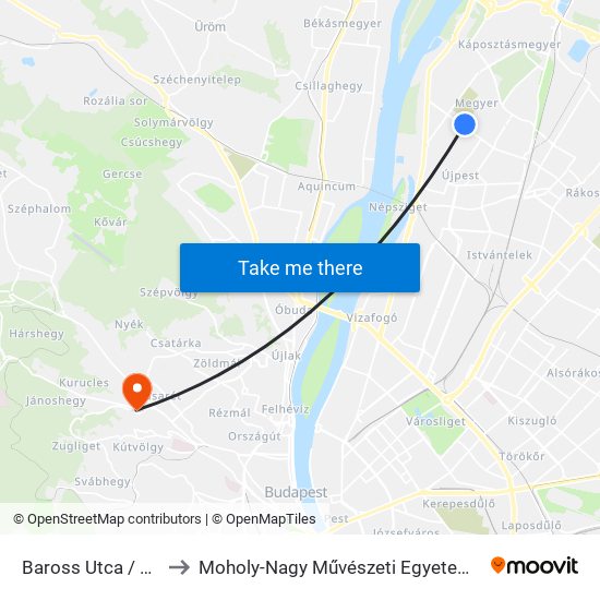 Baross Utca / Fóti Út to Moholy-Nagy Művészeti Egyetem, Campus map