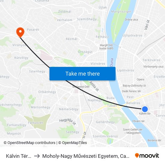 Kálvin Tér M to Moholy-Nagy Művészeti Egyetem, Campus map