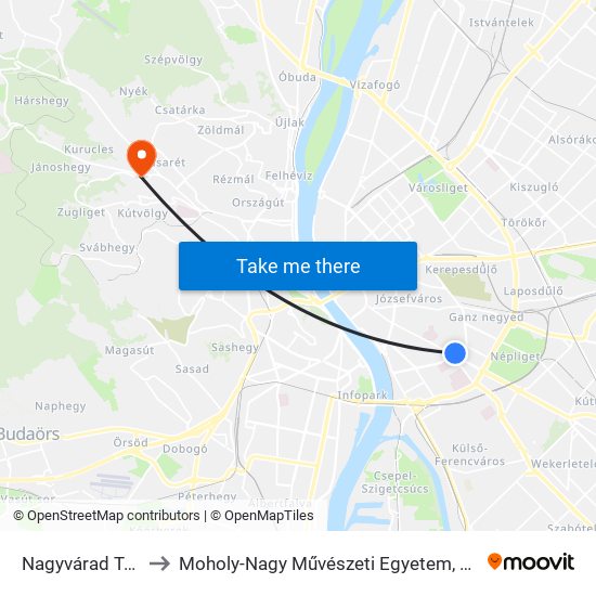 Nagyvárad Tér M to Moholy-Nagy Művészeti Egyetem, Campus map