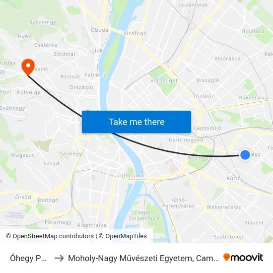 Óhegy Park to Moholy-Nagy Művészeti Egyetem, Campus map