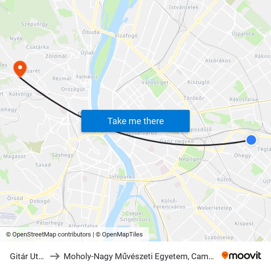 Gitár Utca to Moholy-Nagy Művészeti Egyetem, Campus map