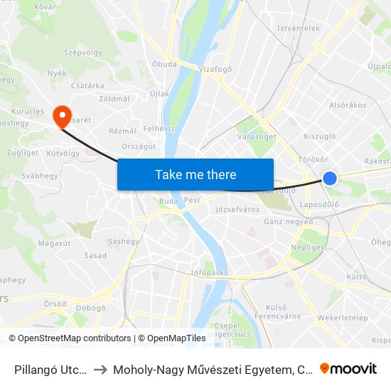 Pillangó Utca M to Moholy-Nagy Művészeti Egyetem, Campus map