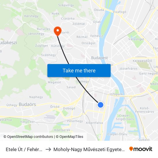 Etele Út / Fehérvári Út to Moholy-Nagy Művészeti Egyetem, Campus map