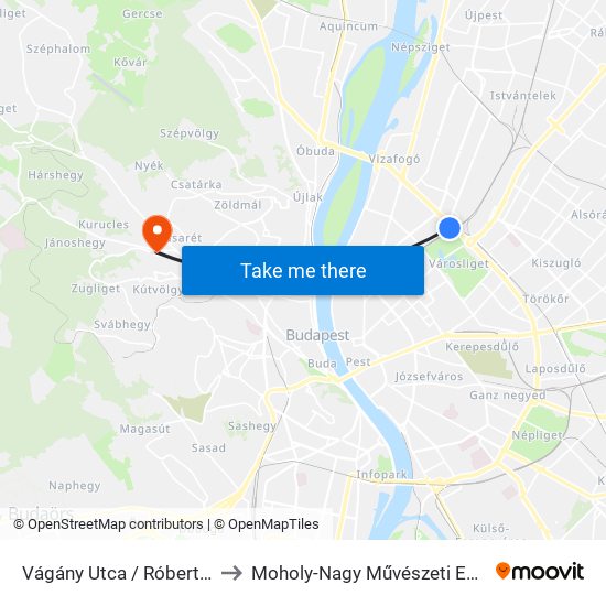 Vágány Utca / Róbert Károly Körút to Moholy-Nagy Művészeti Egyetem, Campus map