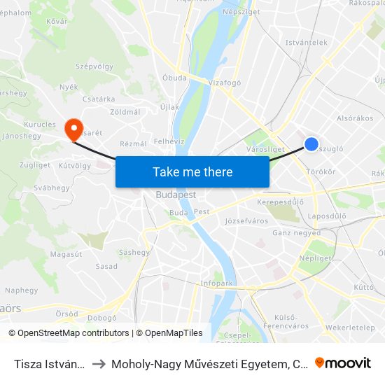 Tisza István Tér to Moholy-Nagy Művészeti Egyetem, Campus map