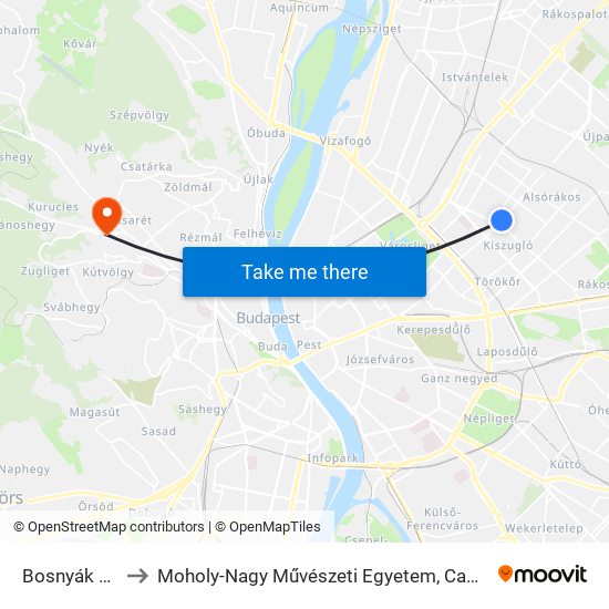 Bosnyák Tér to Moholy-Nagy Művészeti Egyetem, Campus map