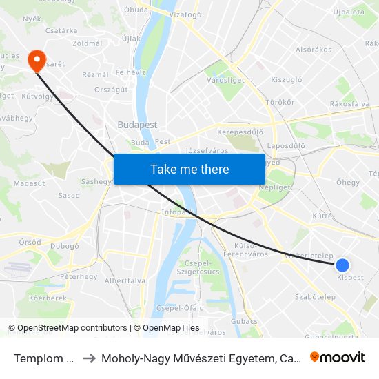 Templom Tér to Moholy-Nagy Művészeti Egyetem, Campus map