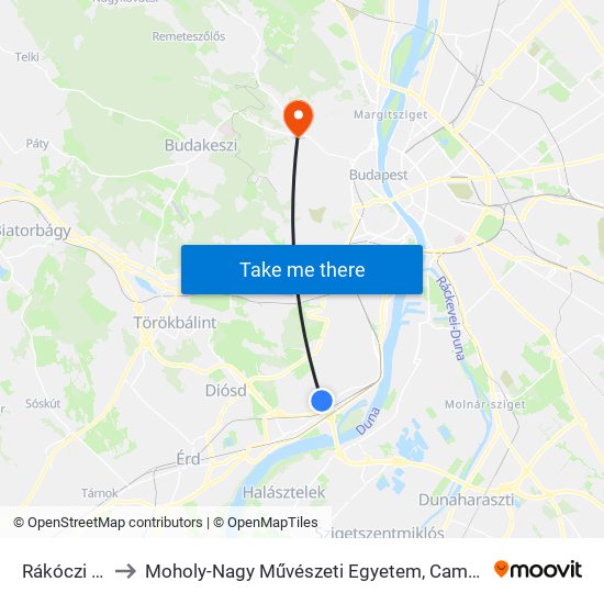 Rákóczi Út to Moholy-Nagy Művészeti Egyetem, Campus map