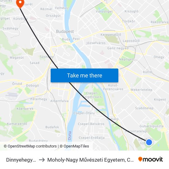 Dinnyehegyi Út to Moholy-Nagy Művészeti Egyetem, Campus map