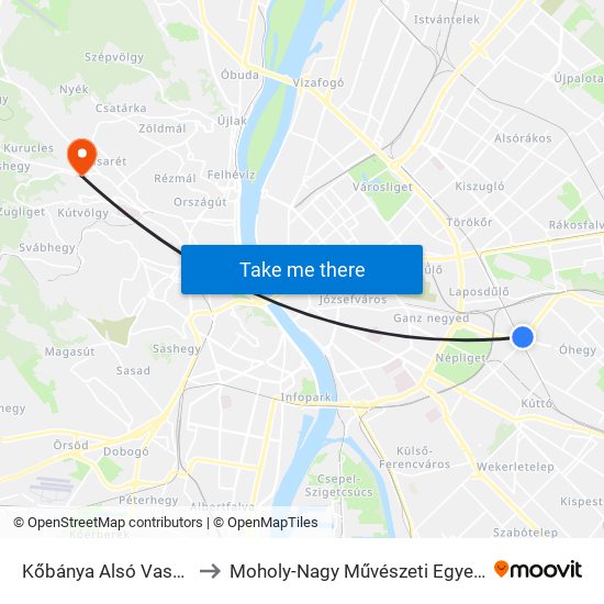 Kőbánya Alsó Vasútállomás to Moholy-Nagy Művészeti Egyetem, Campus map