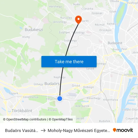 Budaörs Vasútállomás to Moholy-Nagy Művészeti Egyetem, Campus map