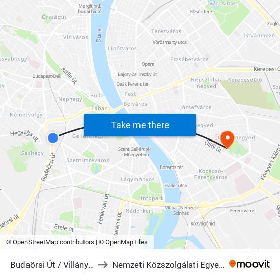 Budaörsi Út / Villányi Út to Nemzeti Közszolgálati Egyetem map