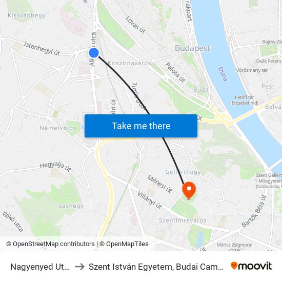 Nagyenyed Utca to Szent István Egyetem, Budai Campus map